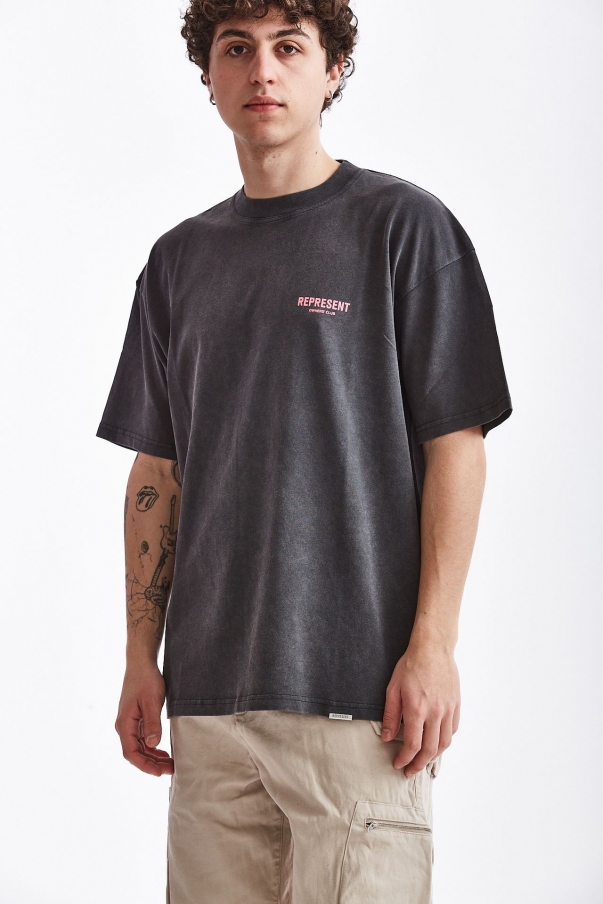 T-shirt con stampa in cotone grigio