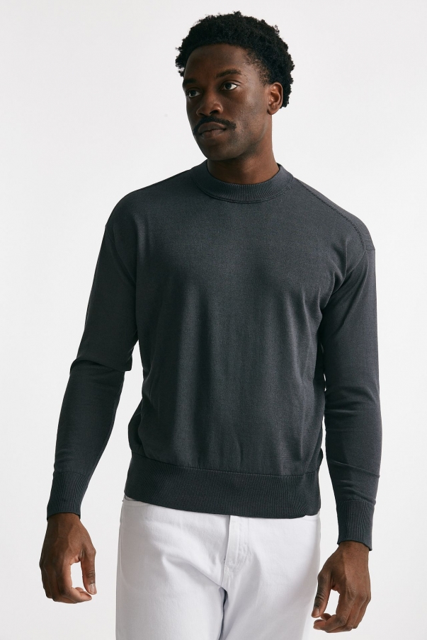 Maglia girocollo in cotone grigio