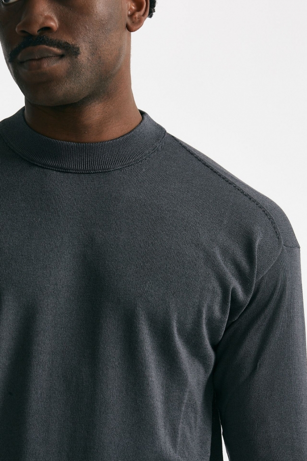 Maglia girocollo in cotone grigio