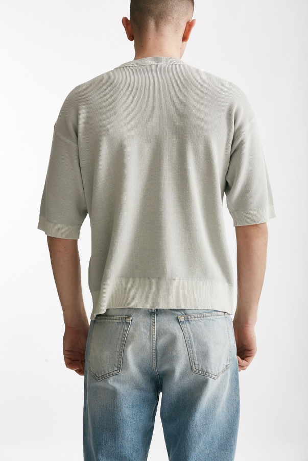 T-shirt in cotone lavato grigio perla