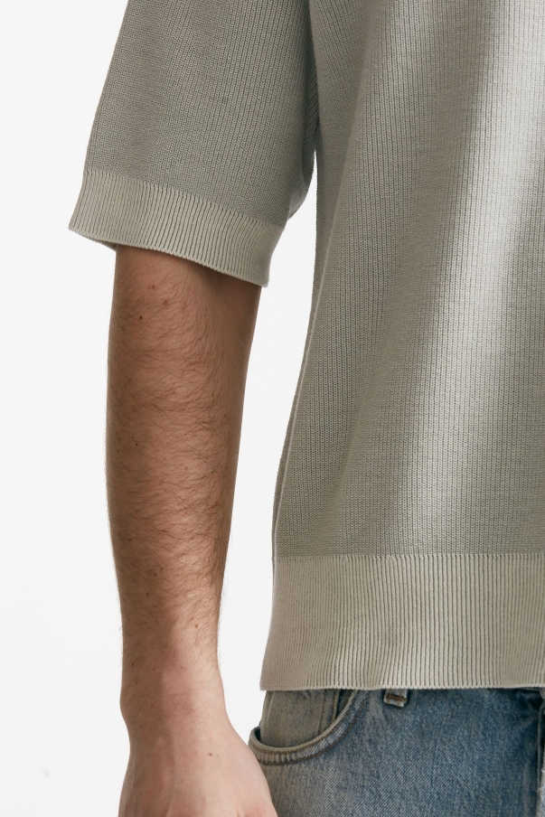T-shirt in cotone lavato grigio perla