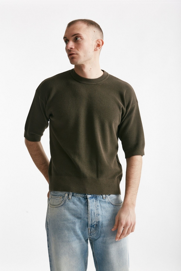 T-shirt in cotone lavato marrone