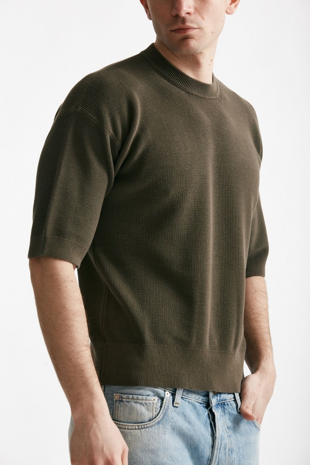 T-shirt in cotone lavato marrone