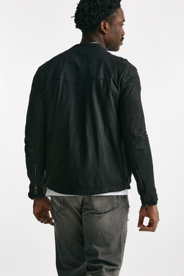 Biker in pelle lavata nero