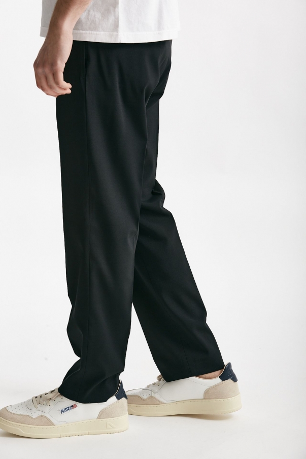Pantalone in poliestere e lana stretch nero