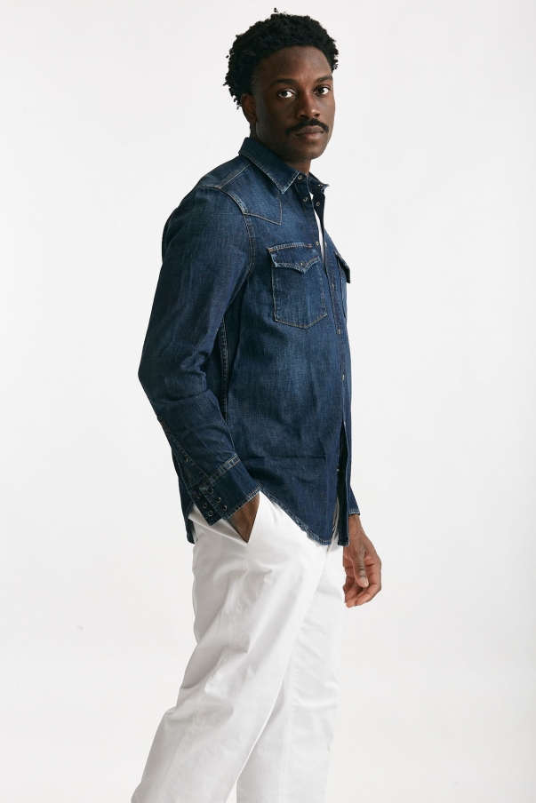 Camicia in cotone fermo denim scuro