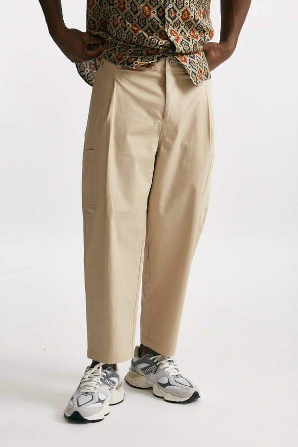 Pantalone cargo in cotone stretch beige