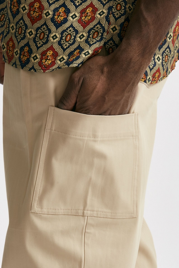 Pantalone cargo in cotone stretch beige