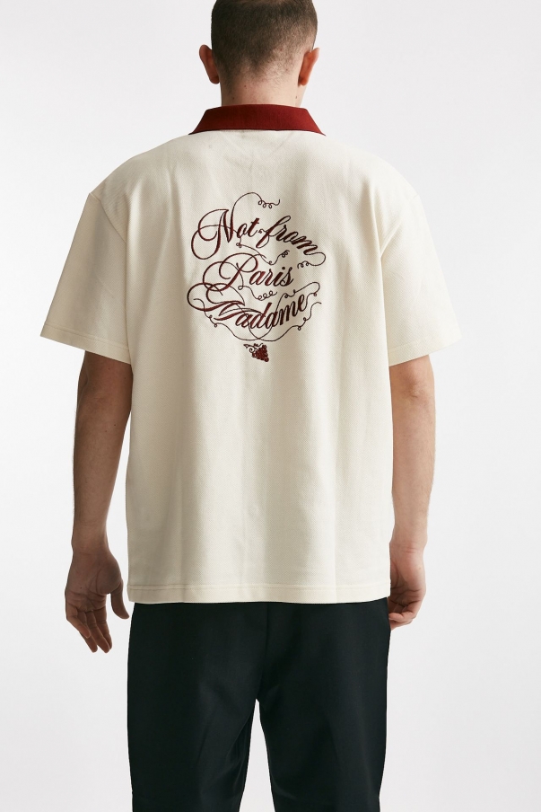 Camicia VIGNES in piquet di cotone crema