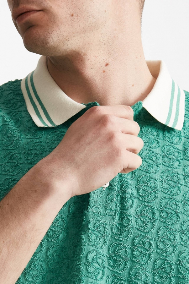Polo in cotone lavorato verde acqua