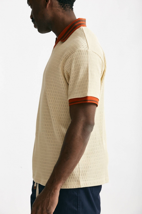Polo in cotone traforato beige