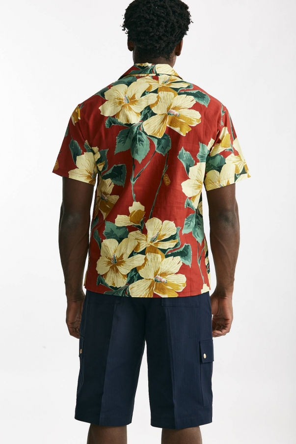 Camicia in cotone e lino fantasia