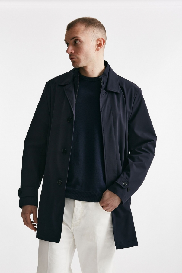 Soprabito in nylon stretch blu