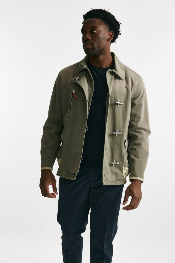 Giubbino in cotone canvas lavato  verde
