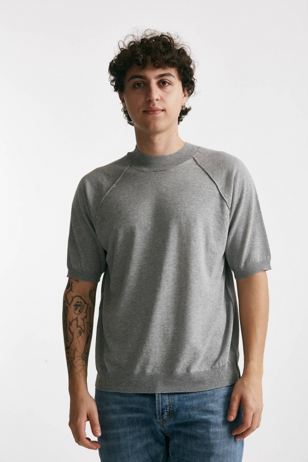 T-shirt in maglia cotone grigio