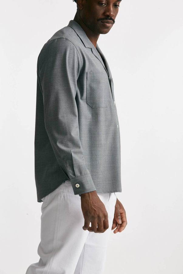 Overshirt in misto lana stretch grigio