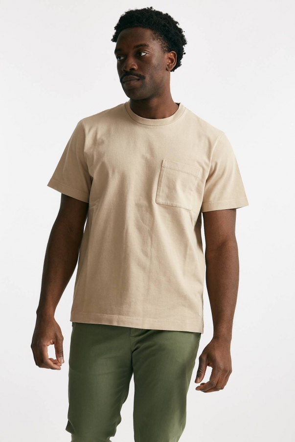 T-shirt in cotone “doppio” beige 