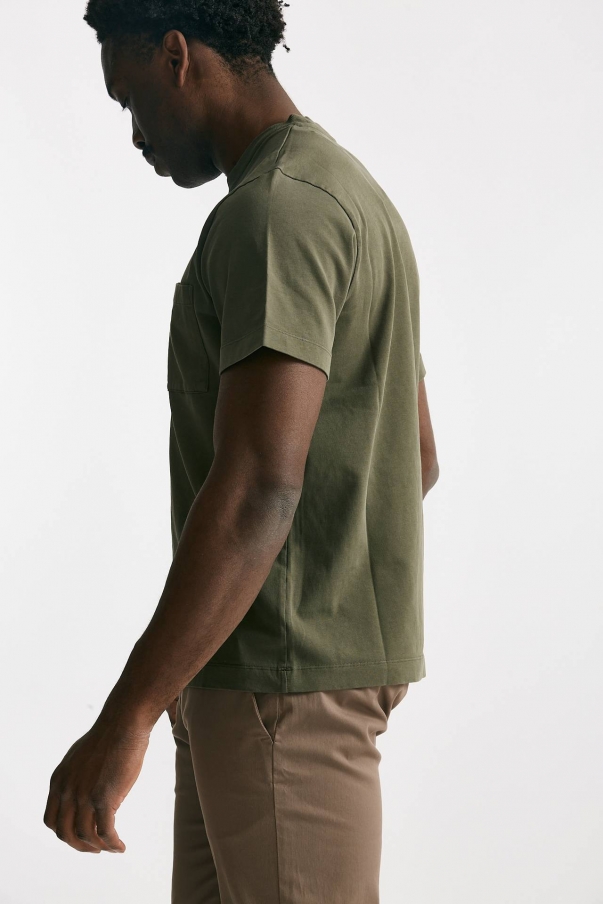T-shirt in cotone “doppio” verde militare 