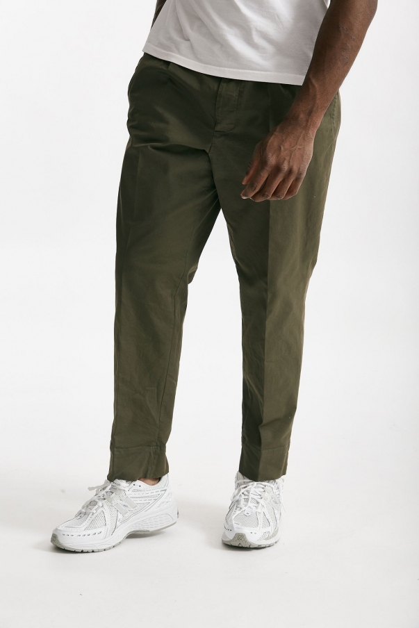 Pantalone in cotone stretch verde militare