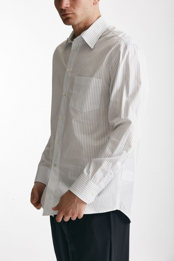 Camicia in cotone bianco rigato grigio