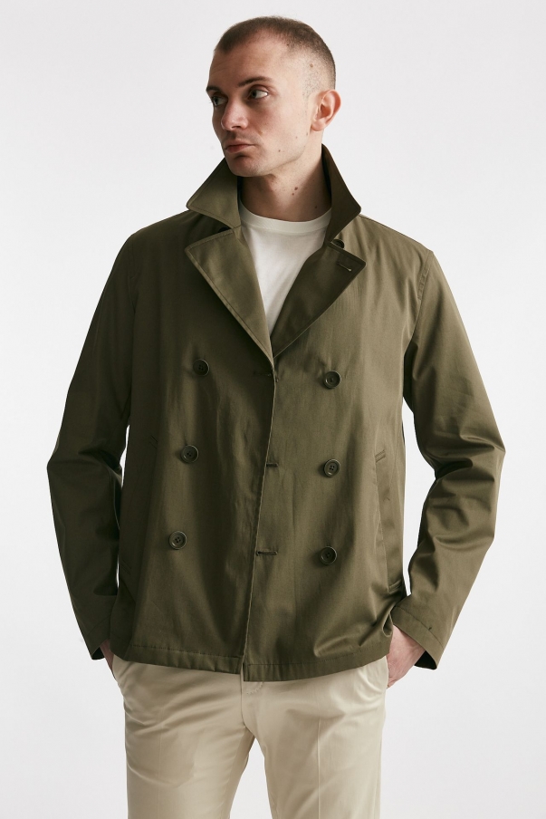 Trench corto in cotone verde
