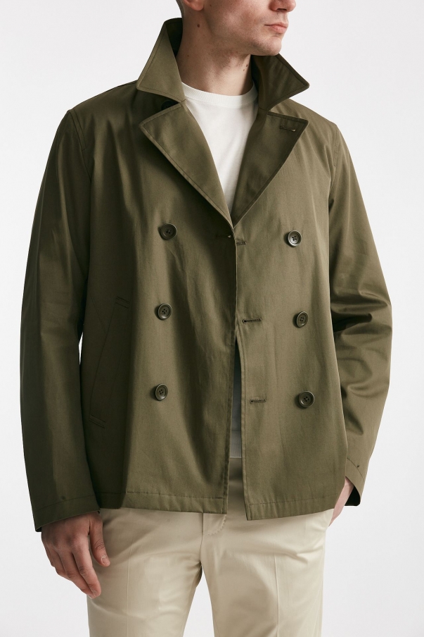 Trench corto in cotone verde