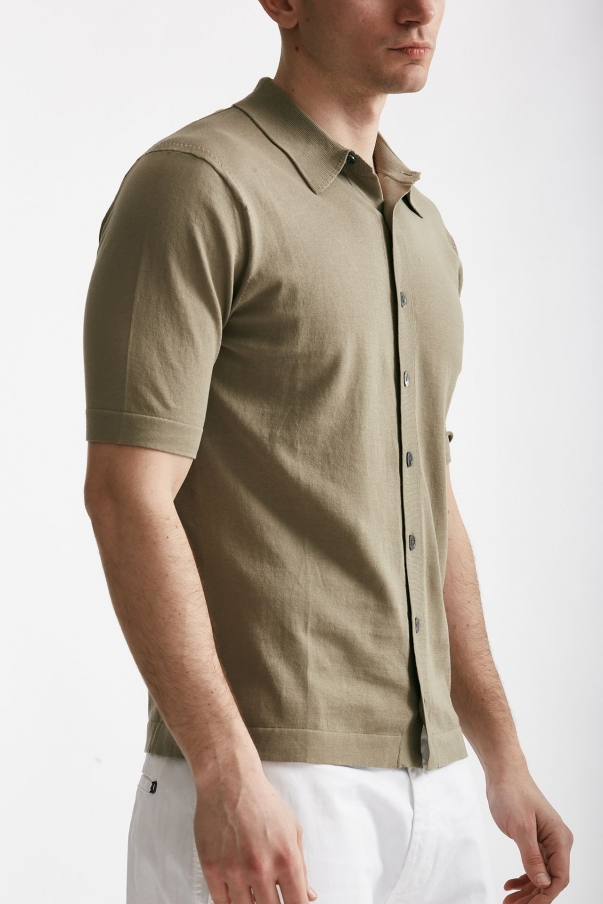 Polo camicia in cotone tortora