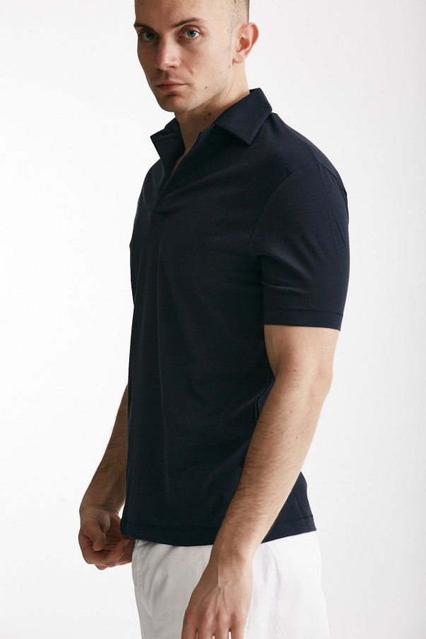 Polo in cotone stretch blu