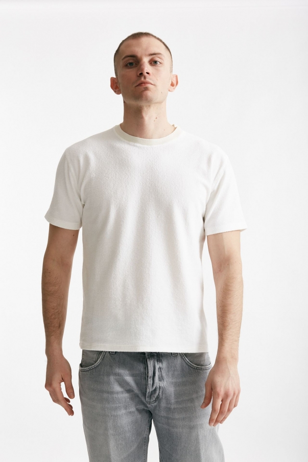 T shirt in cotone lavorazione spugna bianco  