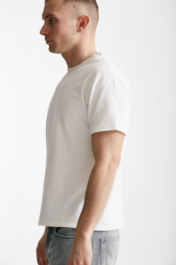 T shirt in cotone lavorazione spugna bianco  
