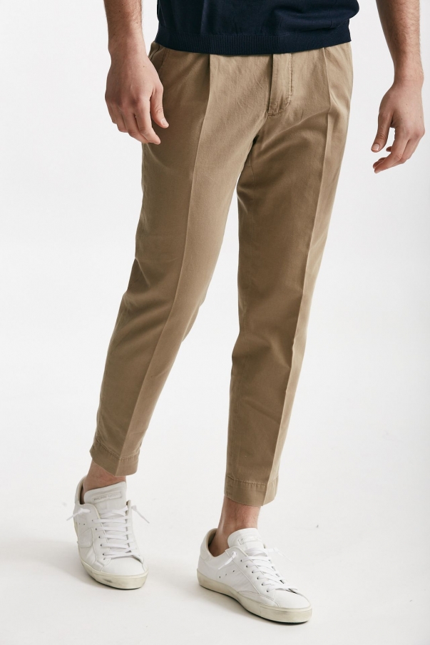 Pantalone beige cotone e lino