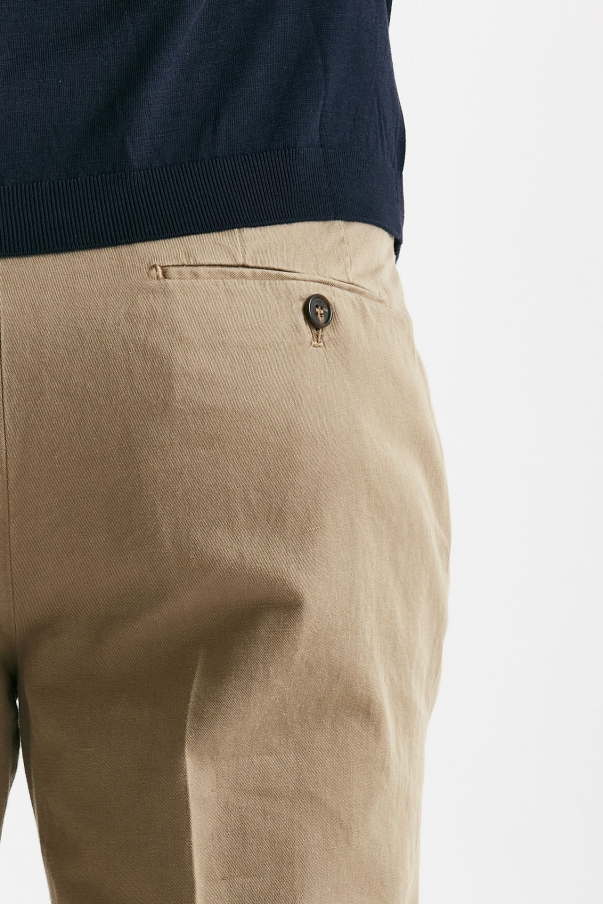 Pantalone beige cotone e lino
