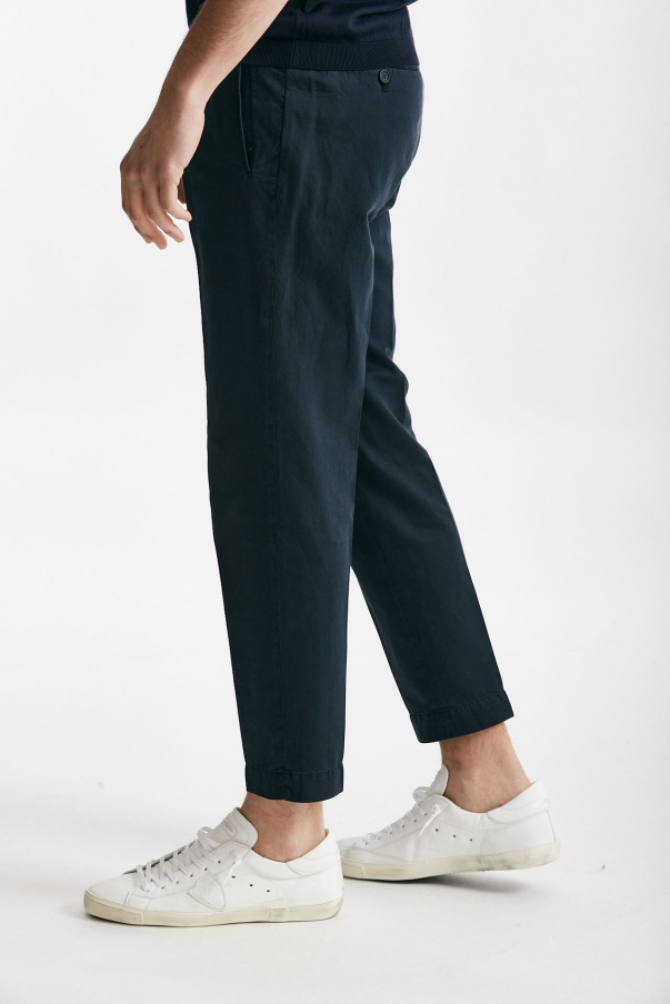 Pantalone blu cotone e lino