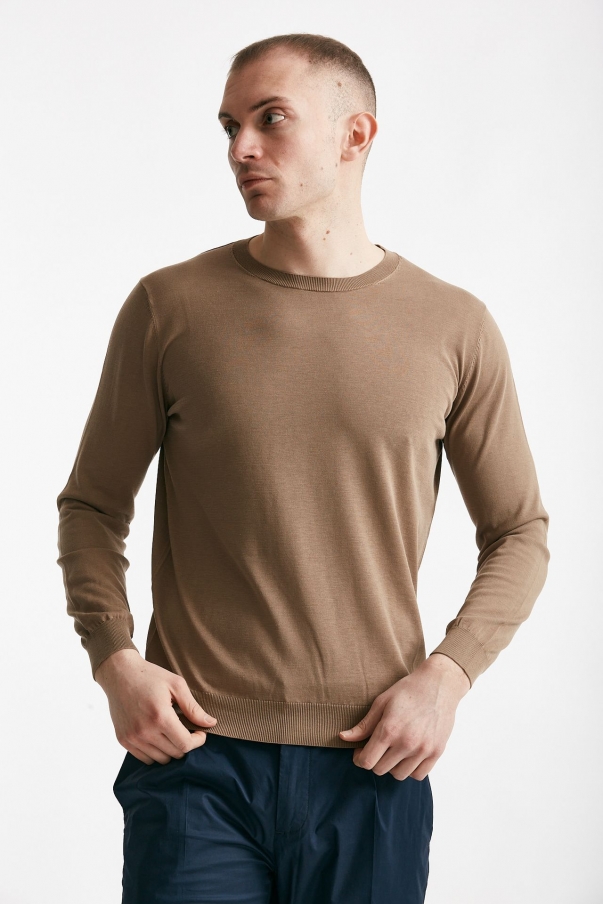 Maglia in cotone e seta cammello