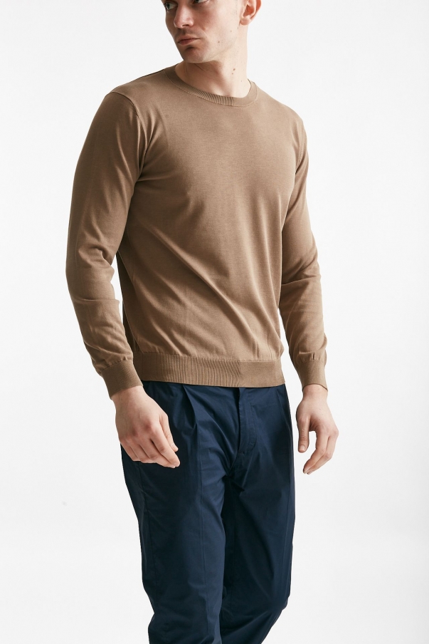 Maglia in cotone e seta cammello