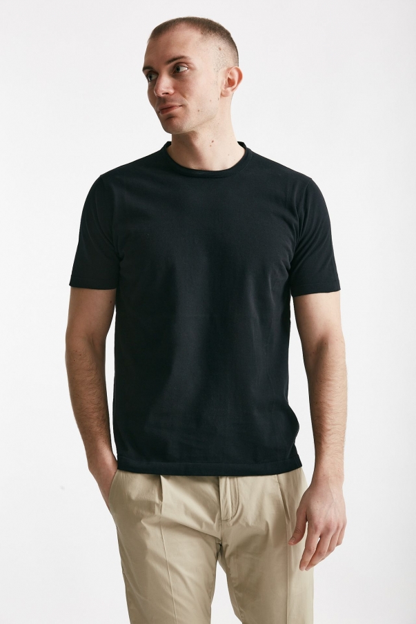 T shirt in maglia cotone nero 