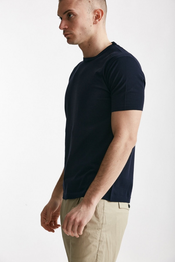 T shirt in maglia cotone blu 