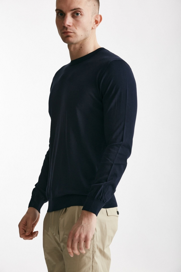 Maglia in cotone e seta blu 