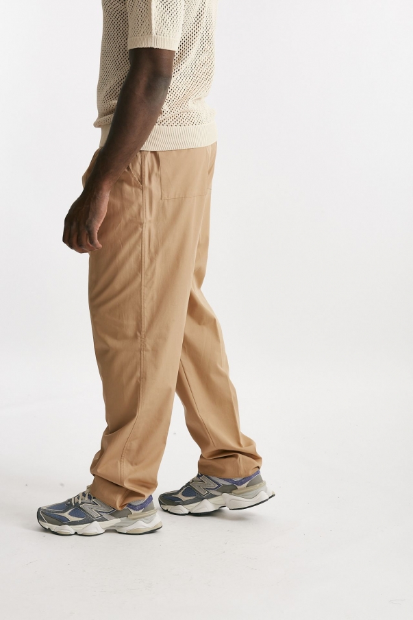 Pantalone gamba ampia in cotone beige 