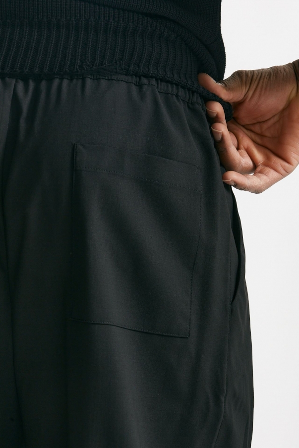 Pantalone gamba ampia in lana stretch nero