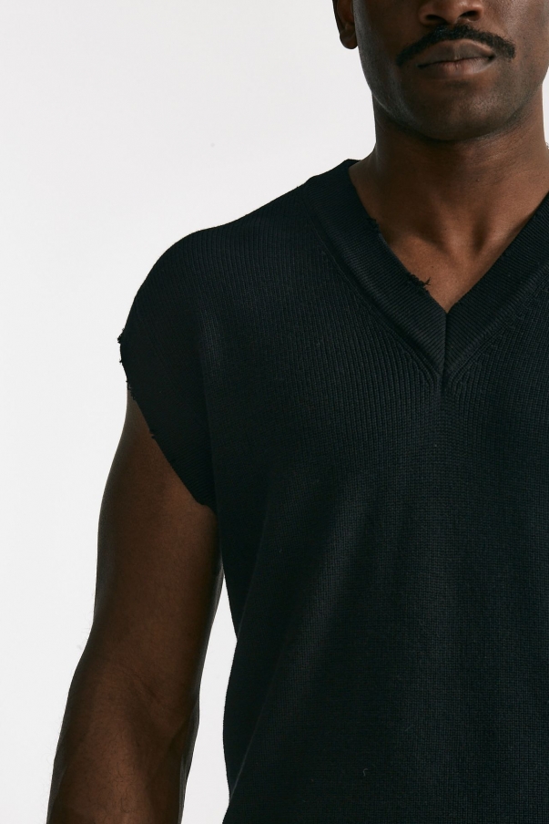 Gilet in maglia cotone nero 