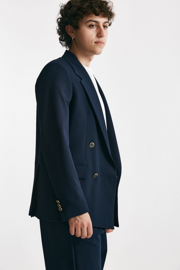 Giacca doppio petto stretch blu 