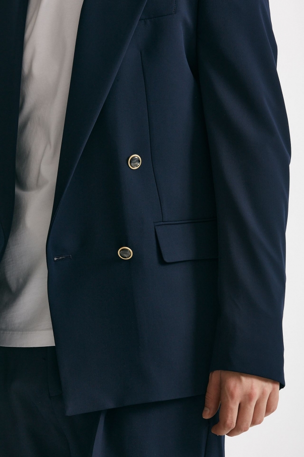 Giacca doppio petto stretch blu 
