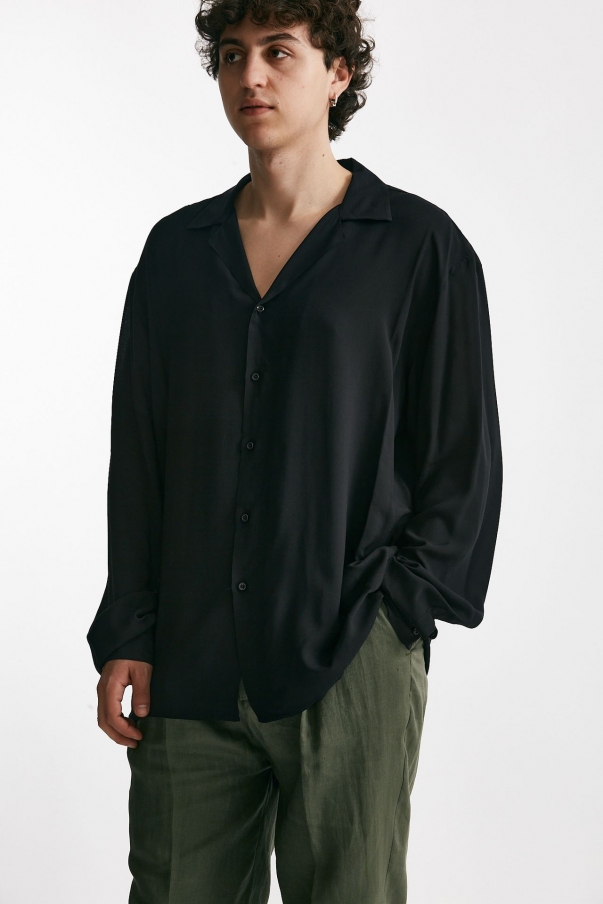 Camicia in ryon viscosa nero