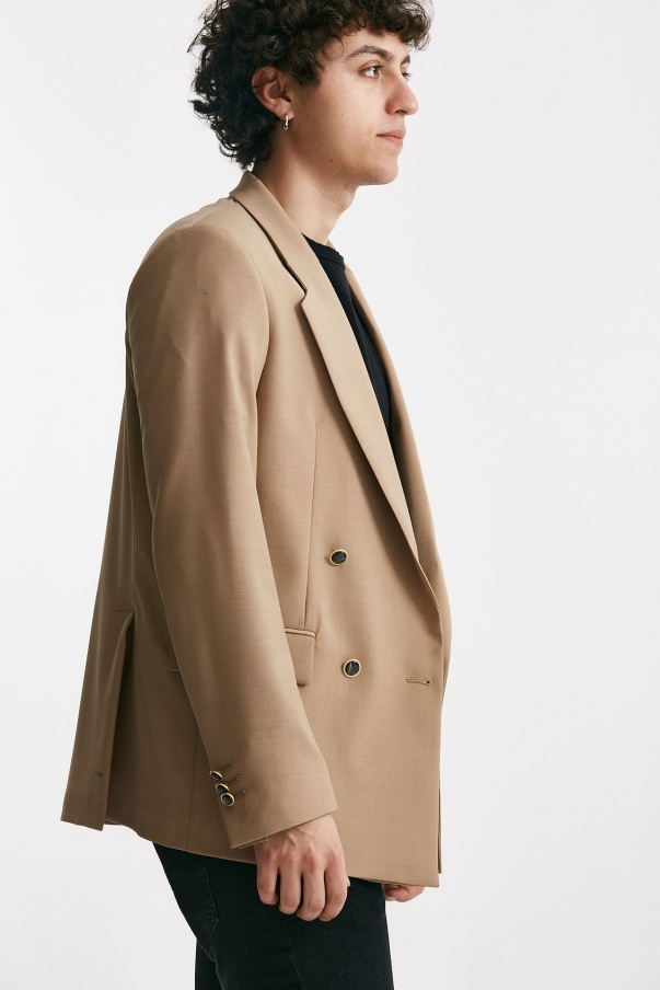 Giacca in doppio petto stretch beige 