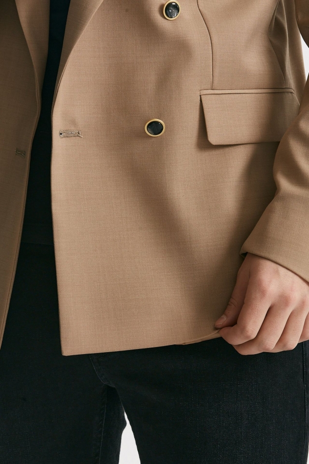 Giacca in doppio petto stretch beige 