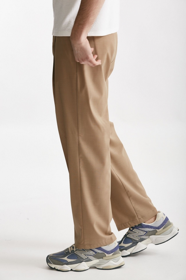 Pantalone poliestere e lana stretch beige