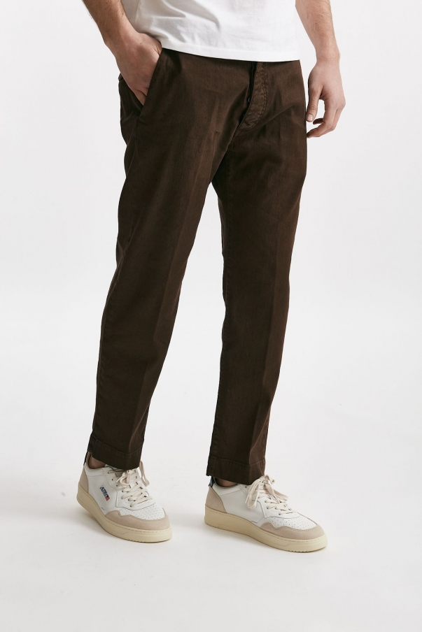 Pantalone chino TIM in cotone/lino cioccolato
