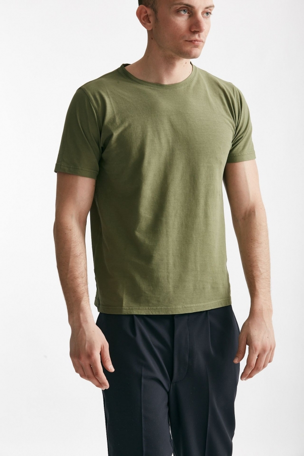 T shirt in cotone verde militare