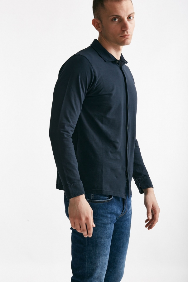 Polo camicia in cotone blu